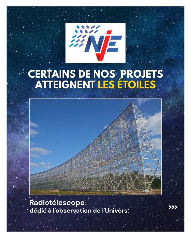 Travaux de peinture anticorrosion en hauteur sur les contreforts d'un radiotélescope par les équipes NJE