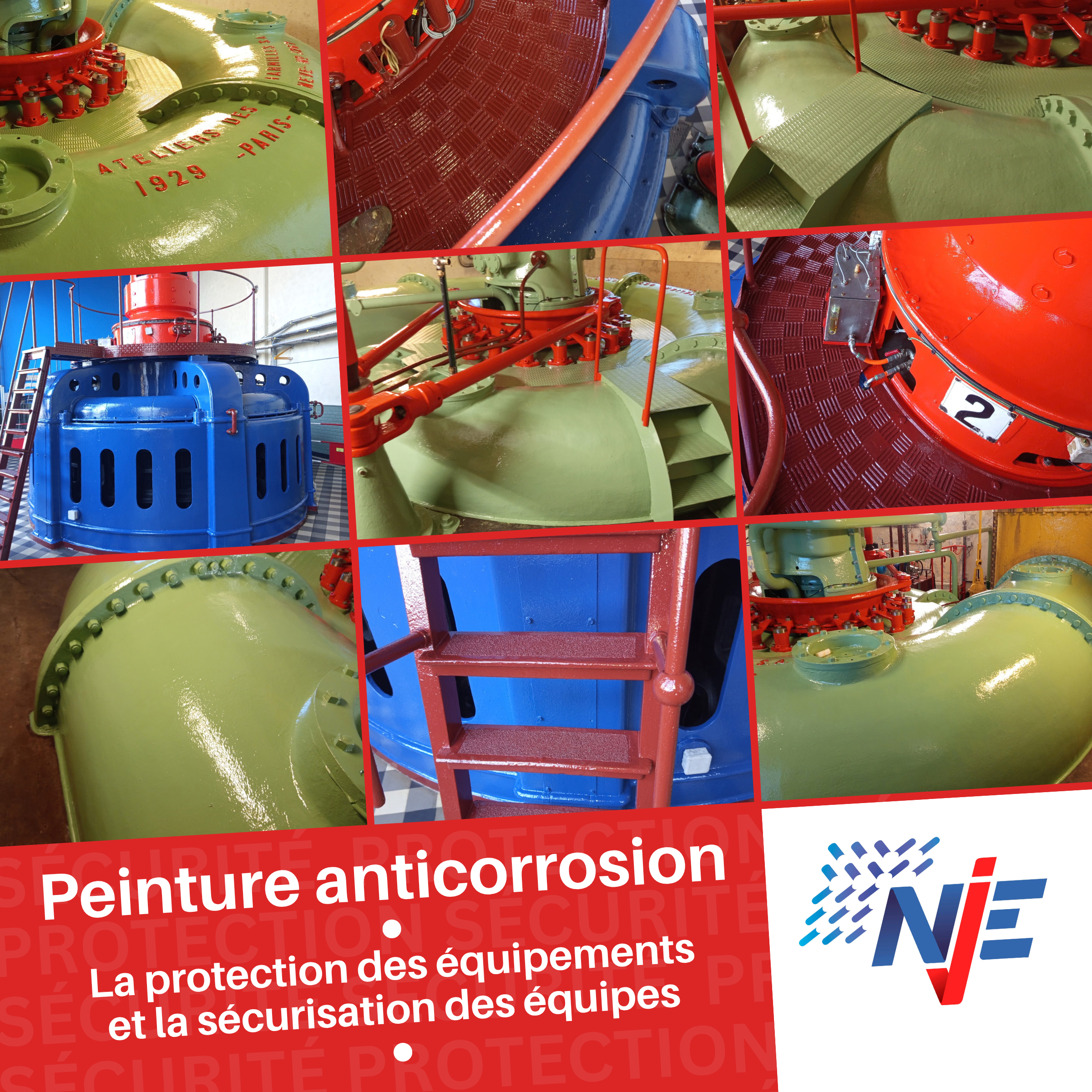 Équipements de la centrale hydroélectrique EDF de Saint-Marc après application du système anticorrosion PED200 par NJE